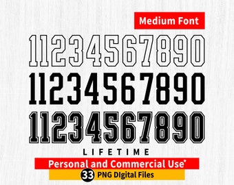 Numeri di maglie sportive, numeri di maglie sportive png, numeri di maglie sportive Varsity, file Cricut di maglie sportive, numeri neri in grassetto con contorno