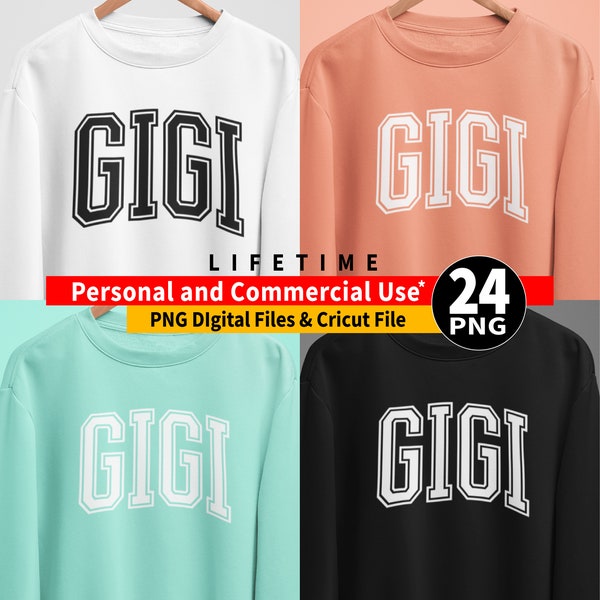 Gigi png, Gigi png Bundle, Gigi Varsity png bundle, GIGI png, Gigi arched outline, Gigi Varsity arched png, Gigi Cricut Cut File, Gigi life