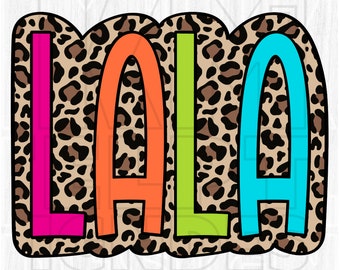 Lala Leopard Print PNG, Bright Doodle, Sublimation (Digital File)