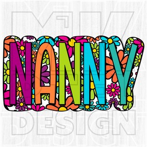 Nounou PNG, Doodle lumineux, coloré, nounou Daisy png, fichier numérique, Clipart rétro Daisy, téléchargement par sublimation, sublimation Png, DTF, cadeaux