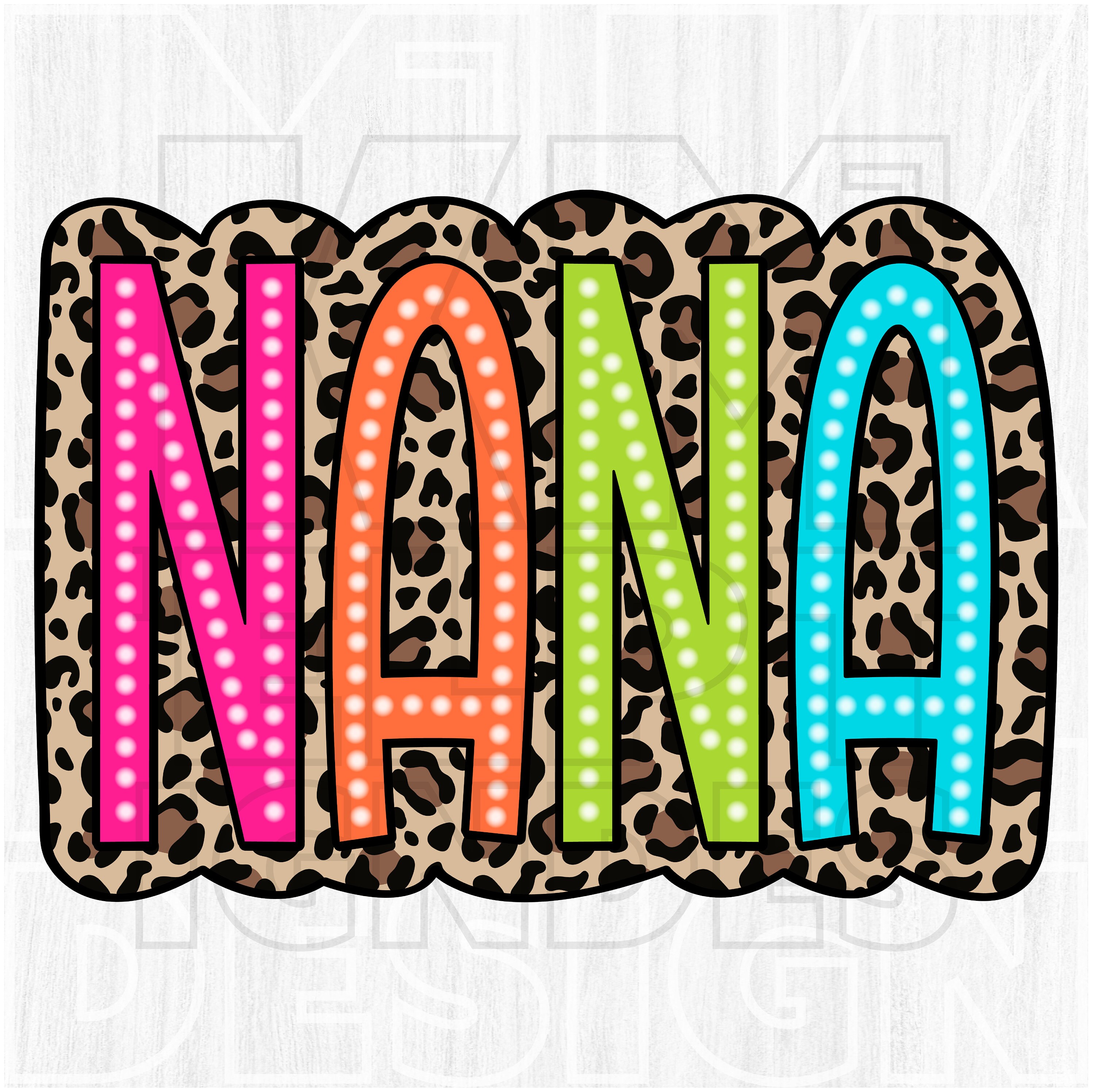NANA ヒョウ柄、カラフルな落書き、昇華デザイン（デジタルファイル