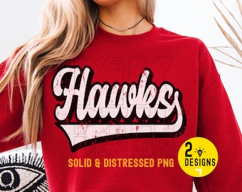 Hawks Retro Mascot PNG, School Spirit, Sublimation (Digital PNG)