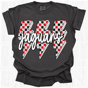 Jaguars Png, Checkered, Retro Jaguars, Lighting Jaguars, Game Day Png, Preppy Print, Jaguars Shirt, School Spirit, Team Spirit, 4design, DTF