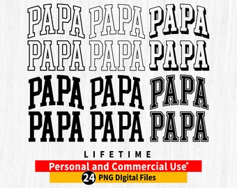 Papa Varsity PNG Bundle, Arched Outline (Digital Download)