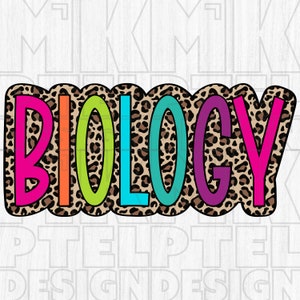 BIOLOGY png, Bright Doodle, Leopard Print, School, Occupation, Digital File, Sublimation Download, DTF, Colorful, Dalmatian Dots, Gifts