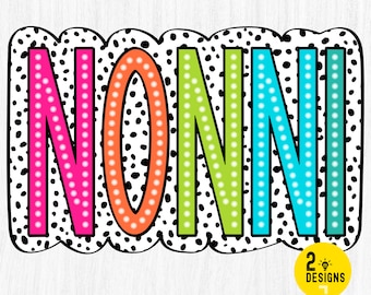 NONNI Png, Bright Doodle, Dalmatian Dots, Digital File, Sublimation Download, DTF, ColorFul, DTG