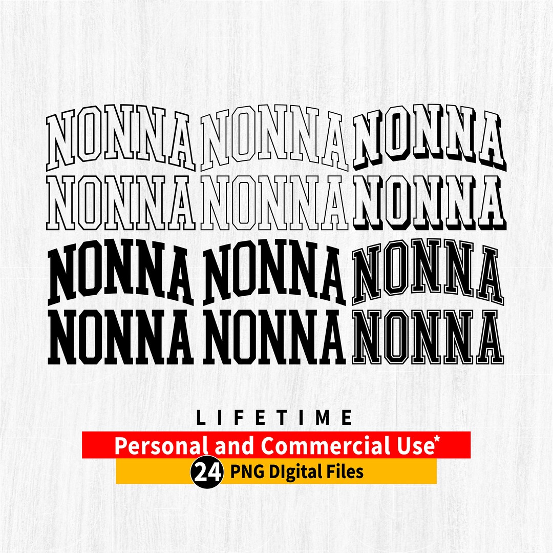 NONNA Png, NONNA Varsity Png Bundle, NONNA Png Files, Nonna Arched