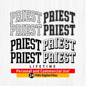 Priest png, Varsity Priest png Bundle, Trendy Priest png, Priest Arched Outline png, Priest Varsity Arched png, Priest Cricut File