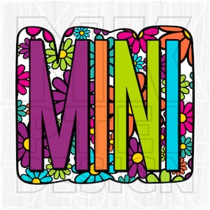MINI Png, Doodle Brilhante, Colorido, Mini Daisy png, Arquivo Digital, Retro Daisy Clip Art, Download de Sublimação, DTF, DTG
