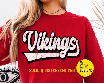Vikings Retro Mascot PNG, School Spirit Design (Digital PNG)