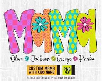 Custom Neon Mama Design with Kids Names (Digital File)