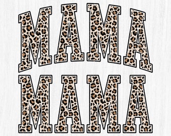 Leopard Mama Varsity PNG, Cheetah Print Design (Digital Download)