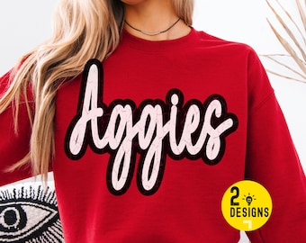 Mascotte d'Aggies à la mode PNG, conception de chemise d'équipe rétro (téléchargement numérique)