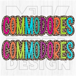 Commodores PNG, Colorful, Leopard Print, Cheetah, Animal, Mascot, School Spirit, Team Spirit, Digital File, Sublimation Download, DTF, Gifts