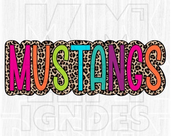 Mustangs Leopard Print PNG, School Spirit Graphic (Digital File)