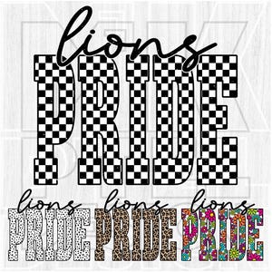 Checkered Lions Pride PNG, Lions Mascot PNG, Checkered Lions Mascot Pride, School Spirit, Team Spirit, Digital File, Sublimation, DTF
