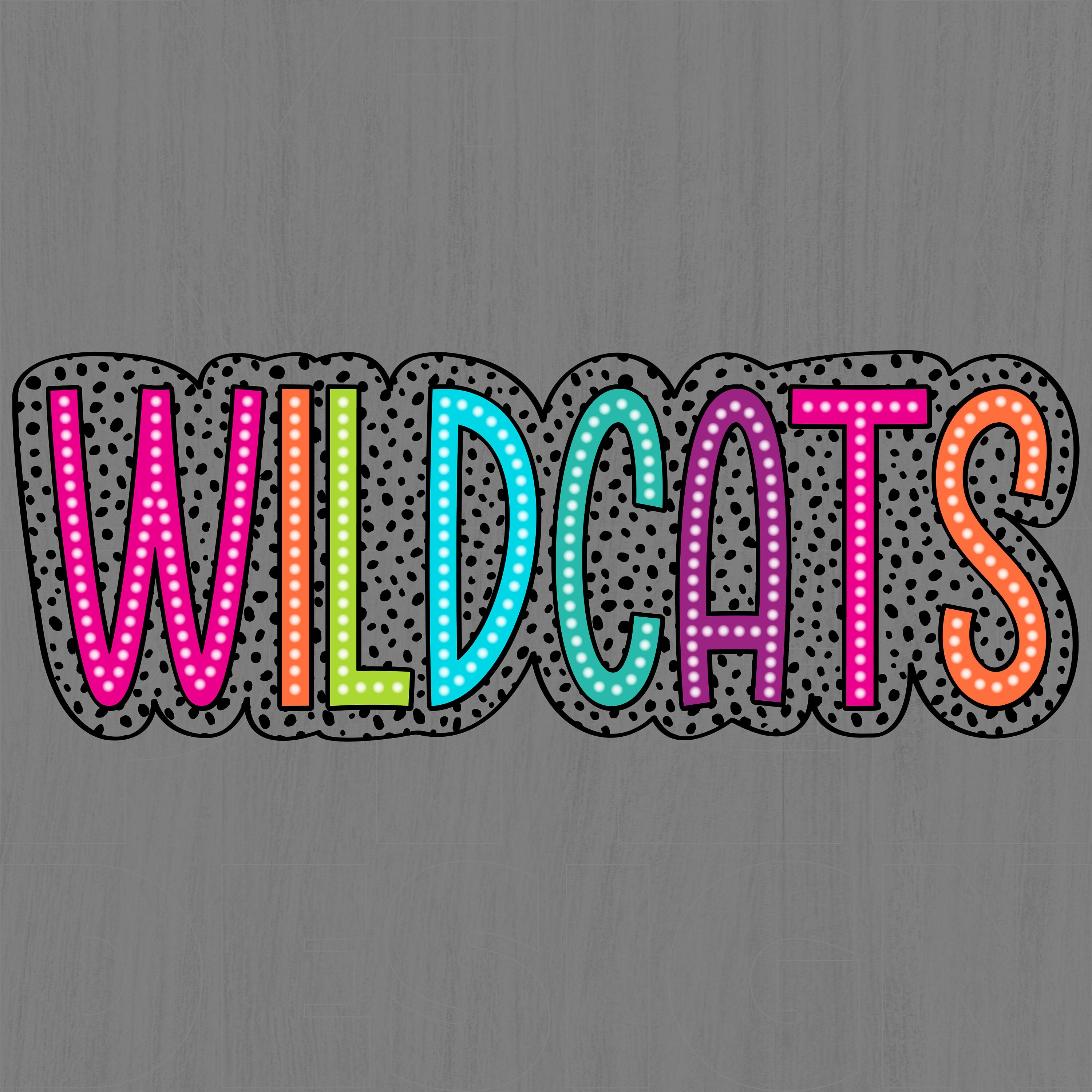 Colorful Wildcats Mascot PNG, Dalmatian Dots, School Spirit (digital ...