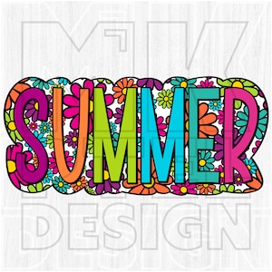 Retro Summer Daisy Clipart, Colorful Beach Vibes (Digital File)