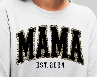 MAMA Leopard Print Varsity Design, Retro Mama PNG (Instant Download)