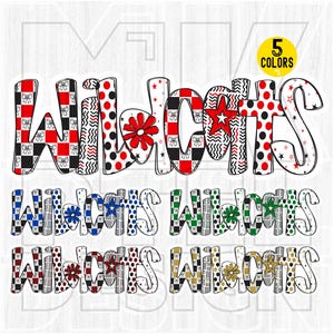 Wildcats Mascot PNG, Checkered Preppy Print (Digital Download) image 1