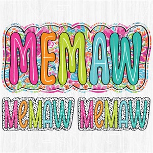 Memaw Png, Doodle Brilhante, Pontos Dálmatas, Arquivo Digital, Download de Sublimação Png, Memaw colorido Png, Arquivo DTF, Arquivo DTG, Pacote Memaw Png