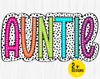 Auntie Doodle PNG, Bright Dalmatian Dots (Digital File)
