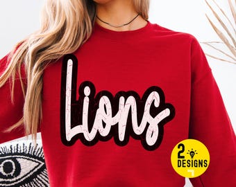 Trendy Lions Mascot Png, Retro Team Shirt Design (Digital Download)