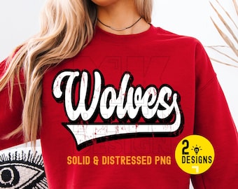 Retro Wolves Mascot PNG, School Pride (Digital PNG)