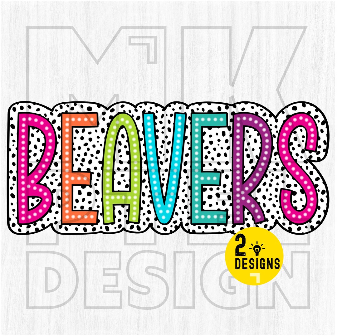 Colorful Beavers Mascot PNG, Dalmatian Dots, School Spirit (digital ...