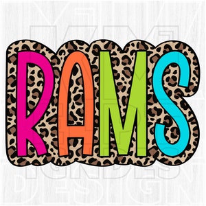 Rams PNG, Colorful, Leopard Print, Cheetah, Animal, Mascot, School Spirit, Team Spirit, Digital File, Sublimation Download, DTF, Gifts