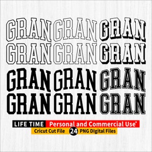 Gran png, pacote Gran varsity png, arquivo Gran png, contorno arqueado Gran, letras Gran varsity, arco Gran Varsity, arquivo de corte Gran Cricut