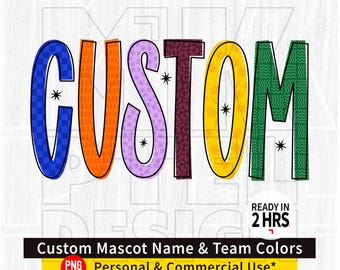 Custom Doodle Mascot, Doodle School, Colorful Hand Drawn Font (Digital Download)