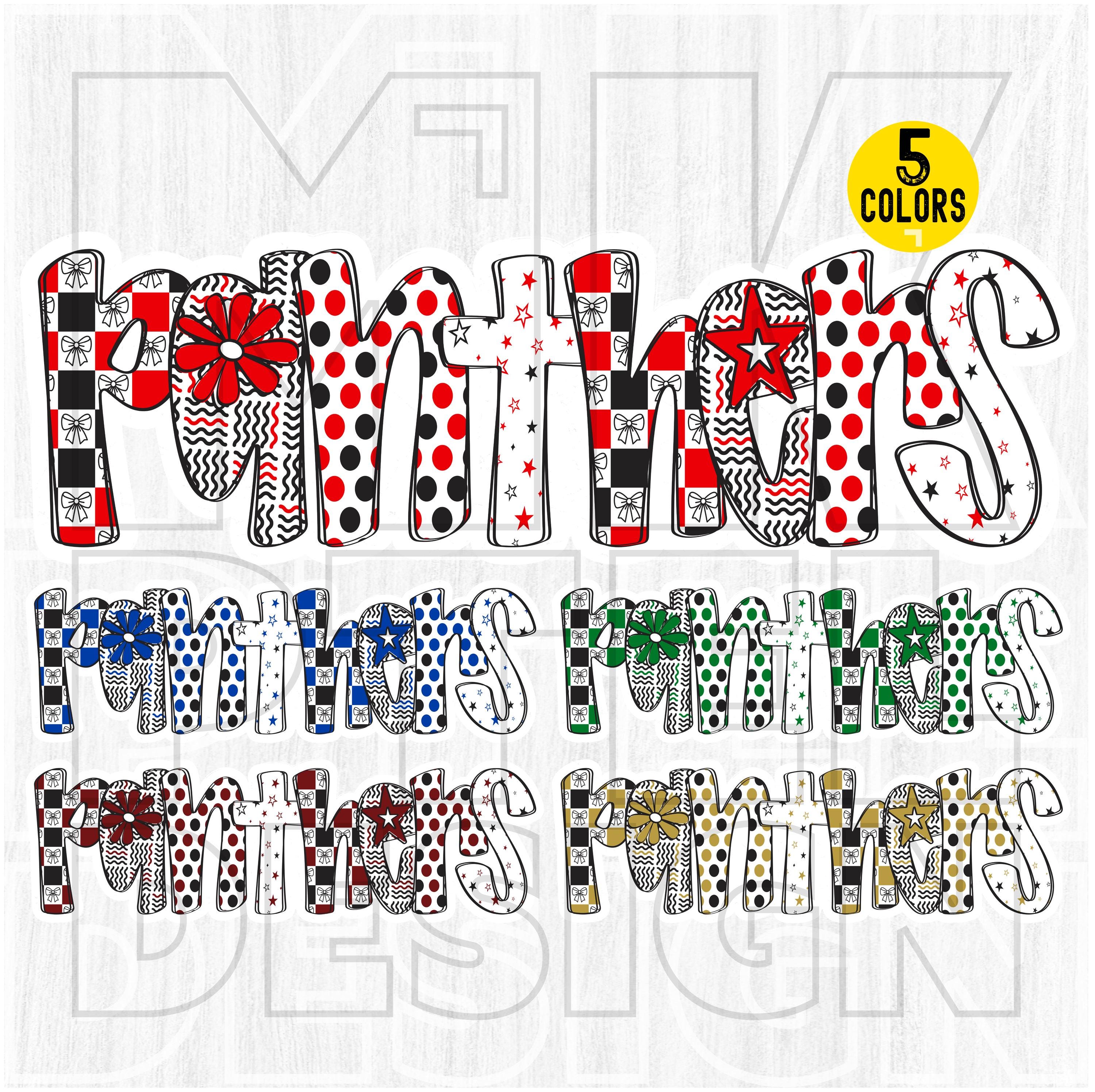 Panthers png, kariert, Preppy Print, Dalmatiner Punkte, 5 Farben, Handbrief, Schulgeist, Teamgeist, Panthers Maskottchen, Sublimation, DTF