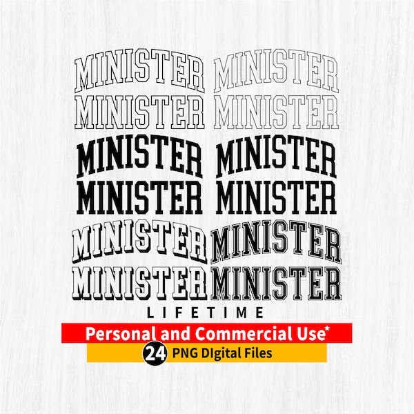 MINISTER png, Minister Varsity png bundle, Minister arched outline, Minister png file, Ministeri Varsity arched png, Minister Cricut file