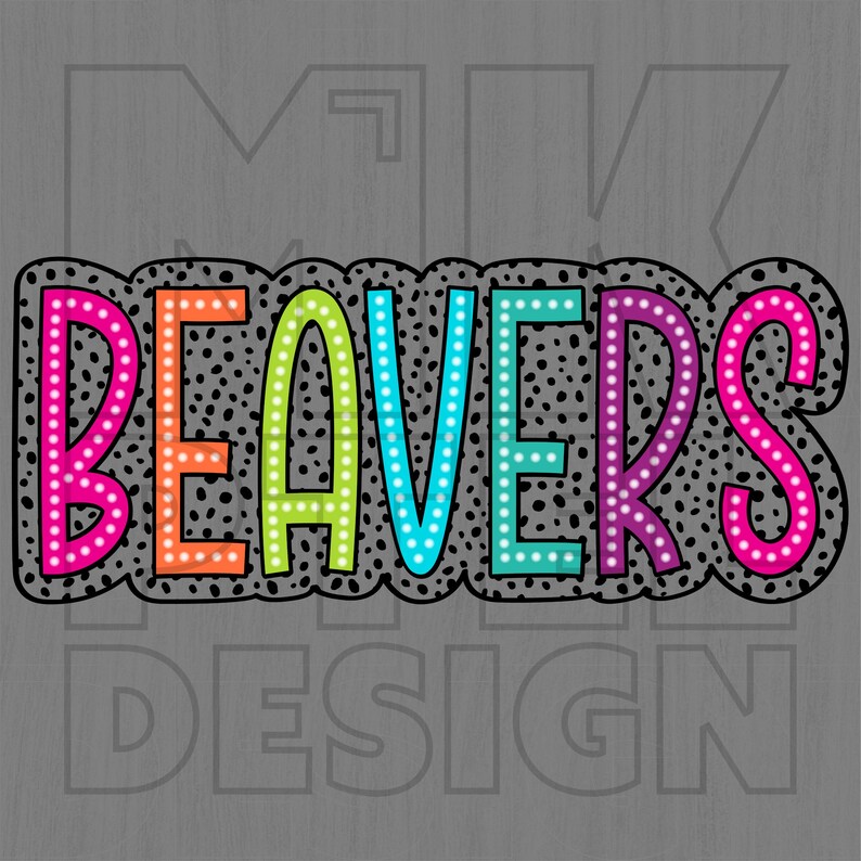 Colorful Beavers Mascot PNG, Dalmatian Dots, School Spirit (digital ...