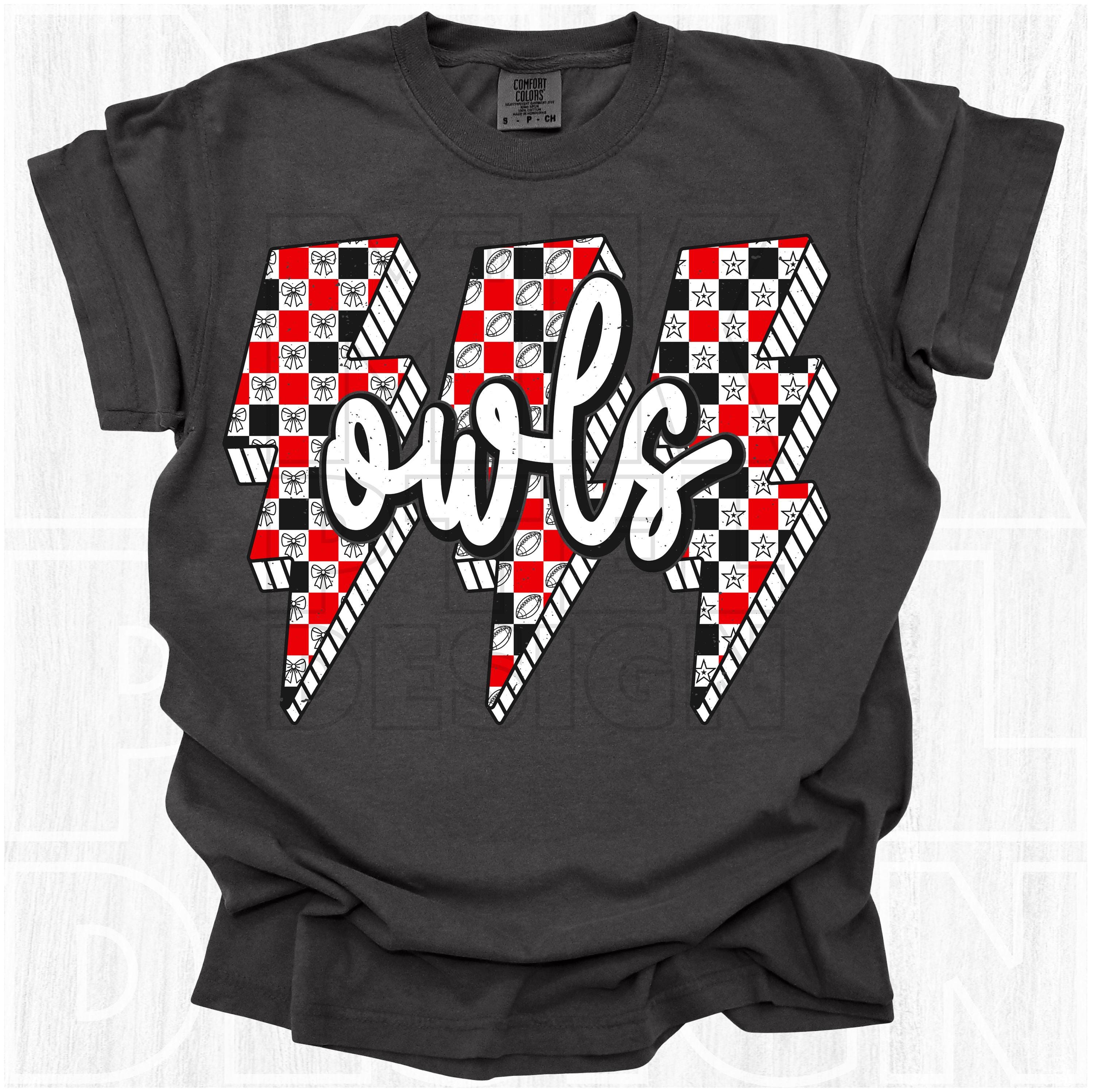 Owls Png, Checkered, Retro Owls, Lighting Owls, Game Day Png, Preppy Print, Owls Shirt, School Spiri