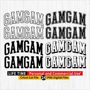 Gamgam png, Gamgam png Datei, Gamgam Varsity png bündel, Gamgam gewölbter Umriss, Gamgam Varsity Buchstaben, Gamgam Cricut cut Datei, Gamgam retro