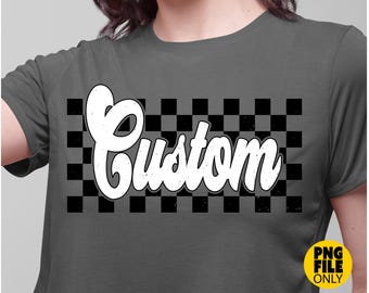Retro Checkered Custom PNG, Personalized Text (Digital Download)
