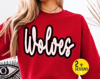 Mascota de los Lobos de Moda PNG, Diseño de Camiseta Retro del Equipo (Descarga Digital)