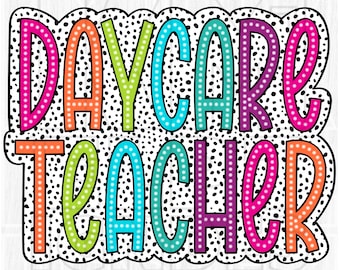 Daycare Teacher Dalmatian Dots PNG, Colorful School Mascot (Digital File)