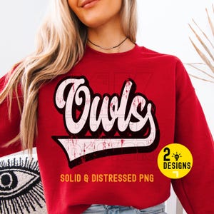 Owls Retro School Mascot Png, Big Pride, School Pride, School Spirit, Team Spirit, Owls Cheer Png, Sublimation, Digital png, DTF