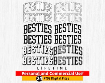 BESTIES png, BESTIES Varsity, pacote Besties png, contorno arqueado Besties, Besties Varsity arqueado, arquivo Besties Cricut, design de amizade