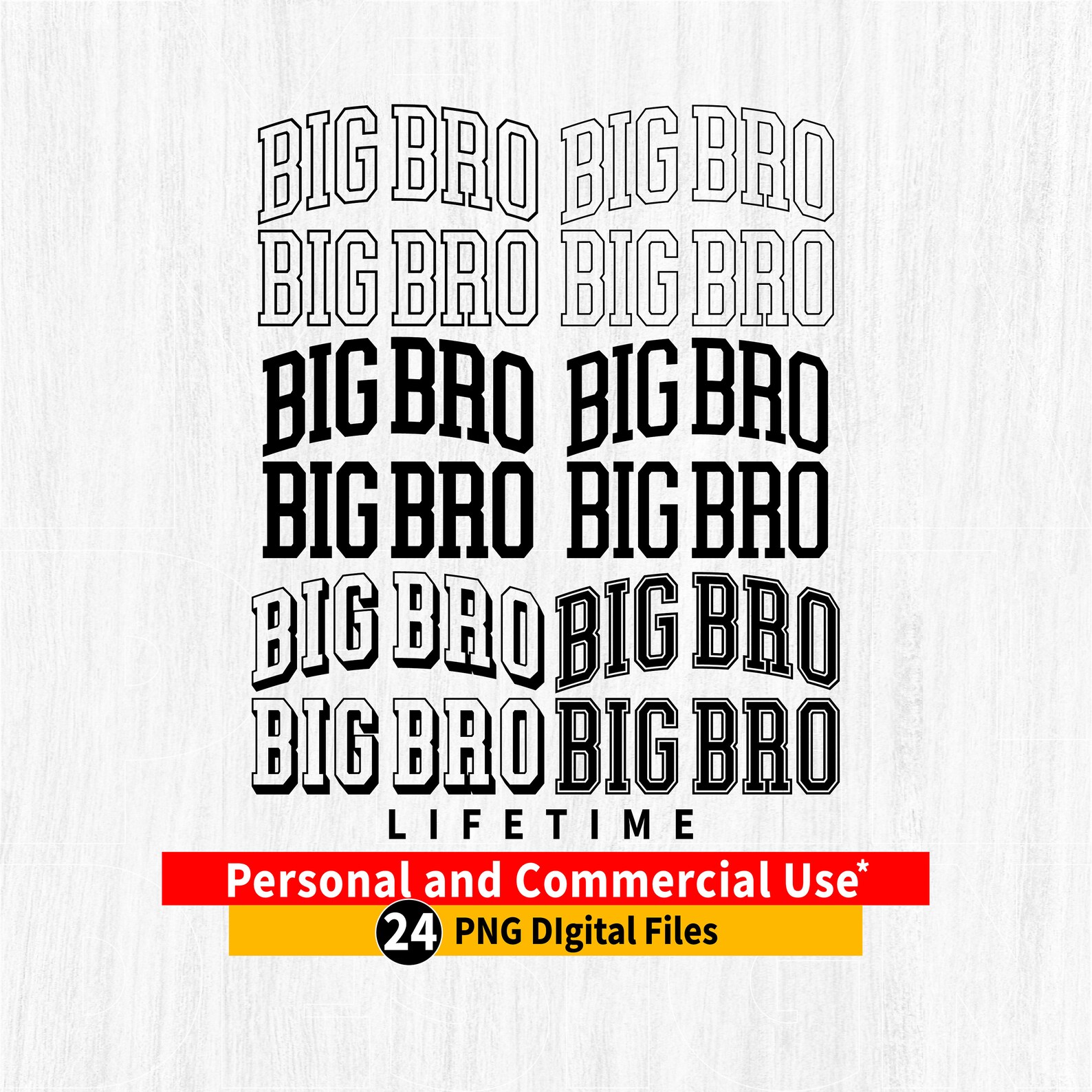 Big Bro Varsity PNG Bundle, Arched Outline (digital Files) - Etsy