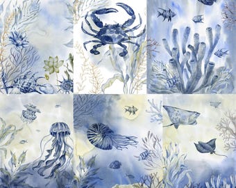 Ocean Reef Rice Paper- 6 x Different Printed Mulberry Paper Images 30gsm