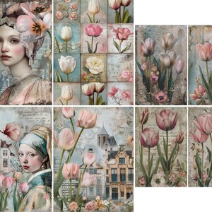 Carta di riso per decoupage con tulipani, 8 x 10,5 pollici - per creazioni con biglietti di scrapbooking