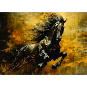 Papel de arroz de cavalo preto - imagem impressa exclusiva da arte em papel de amoreira 36gsm