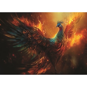 Papier de riz Phoenix Fire Bird, 11,5 x 16 pouces - pour cartes de découpage, travaux manuels d'impression