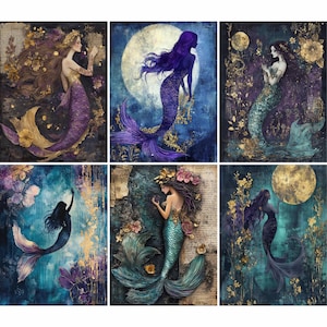 Carta di riso sirena - 6 diverse immagini stampate su carta di gelso 30 g/m²