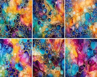 Ink Pattern Rice Paper- 6 x Different Printed Mulberry Paper Images 30gsm
