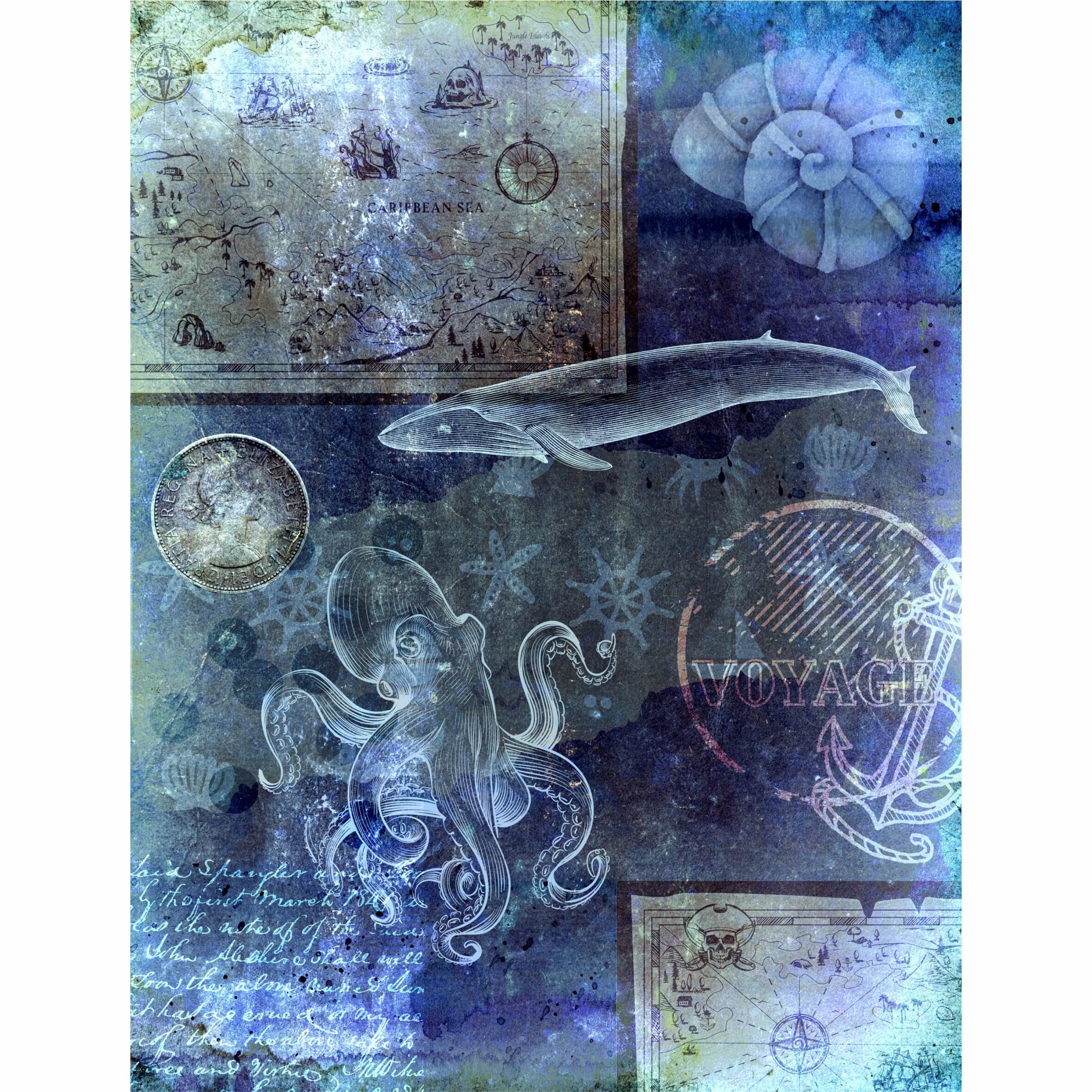 Sea Life Theme Rice Paper- 6 X Different Printed Mulberry Paper Images ...